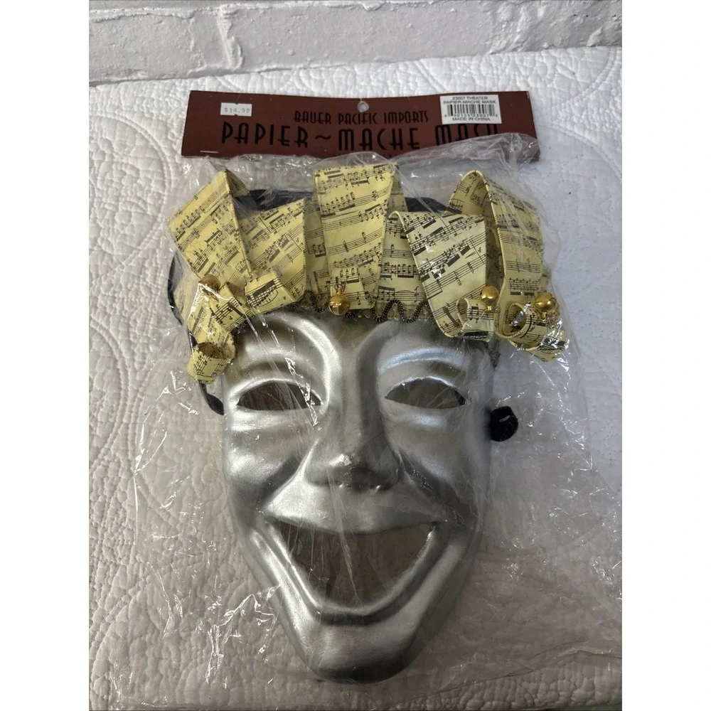 Theater/Costume, Silver Paper Mâché‎ Mask, New!